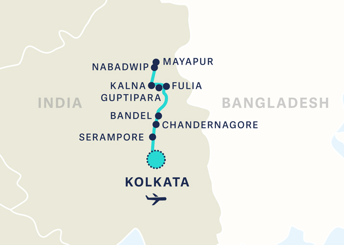 kolkata cruise tour journey map